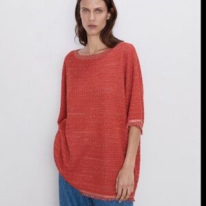 Zara Textured Red Sweater